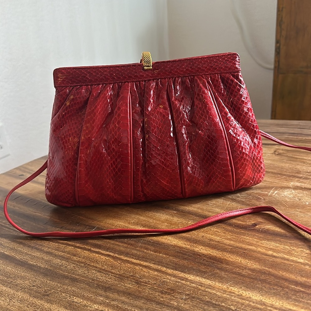 Beautiful Red Snakeskin Purse - Picture 2 of 8
